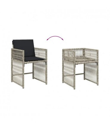 vidaXL 13 Piece Garden Dining Set with Cushions Light Grey Poly Rattan — V0672218941