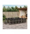 vidaXL 17 Piece Garden Dining Set with Cushions Grey Poly Rattan — V0672218943