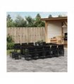 vidaXL 15 Piece Garden Dining Set with Cushions Black Poly Rattan — V0672218944