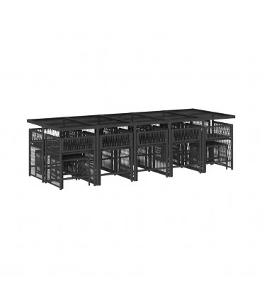 vidaXL 15 Piece Garden Dining Set with Cushions Black Poly Rattan — V0672218944