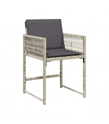 vidaXL 11 Piece Garden Dining Set with Cushions Light Grey Poly Rattan — V0672218945