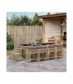 vidaXL 13 Piece Garden Dining Set with Cushions Mix Beige Poly Rattan — V0672218946