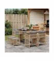 vidaXL 9 Piece Garden Dining Set with Cushions Mix Beige Poly Rattan — V0672218954