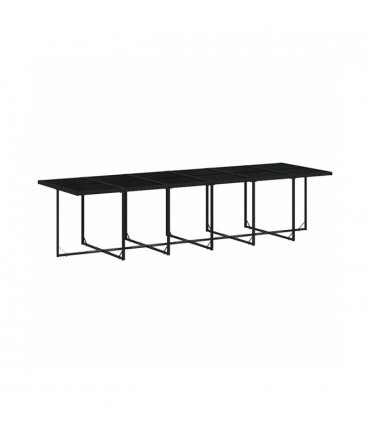 vidaXL 17 Piece Garden Dining Set with Cushions Black Poly Rattan — V0672218962