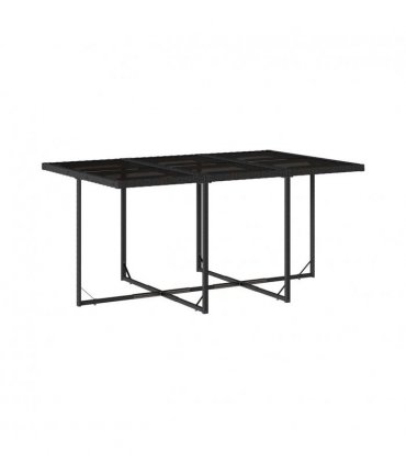vidaXL 11 Piece Garden Dining Set with Cushions Black Poly Rattan — V0672218963