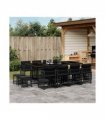 vidaXL 13 Piece Garden Dining Set with Cushions Black Poly Rattan — V0672218965