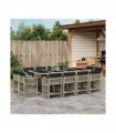 vidaXL 13 Piece Garden Dining Set with Cushions Light Grey Poly Rattan — V0672218970