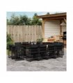 vidaXL 13 Piece Garden Dining Set with Cushions Black Poly Rattan — V0672219000