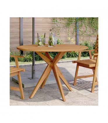 vidaXL Garden Table Round Ø110x75 cm Solid Wood Acacia — Size: Ø 110 x 75 cm
