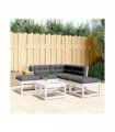 vidaXL 5 Piece Garden Sofa Set with Cushions White Solid Wood Pine