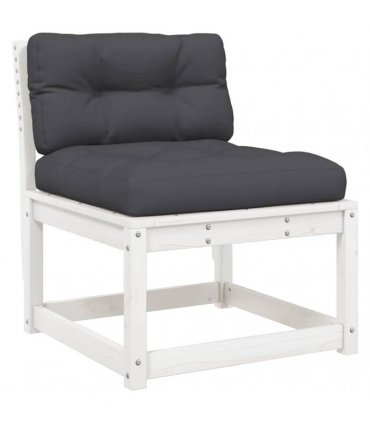 vidaXL 5 Piece Garden Sofa Set with Cushions White Solid Wood Pine — V0672219051