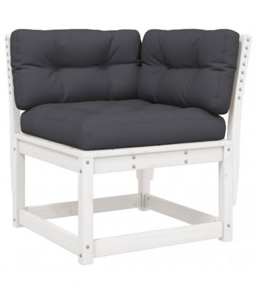 vidaXL 5 Piece Garden Sofa Set with Cushions White Solid Wood Pine — V0672219051