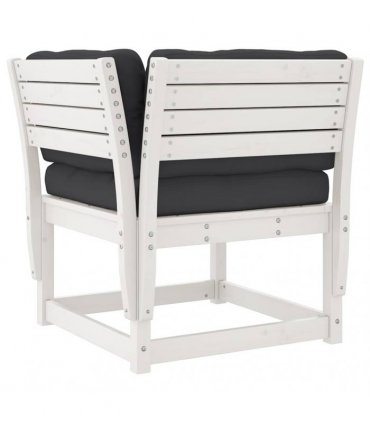 vidaXL 5 Piece Garden Sofa Set with Cushions White Solid Wood Pine — V0672219051