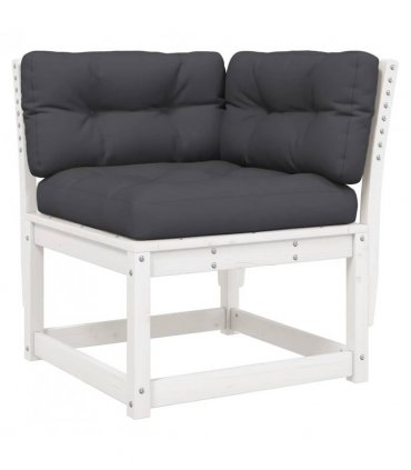 vidaXL 3 Piece Garden Sofa Set with Cushions White Solid Wood Pine