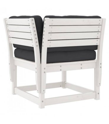vidaXL 3 Piece Garden Sofa Set with Cushions White Solid Wood Pine