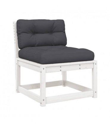 vidaXL 5 Piece Garden Sofa Set with Cushions White Solid Wood Pine — V0672219064
