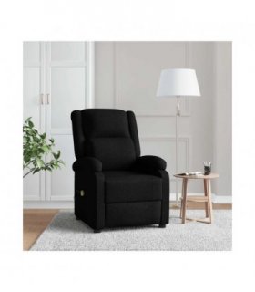 vidaXL Wing Back Massage Chair Black Fabric