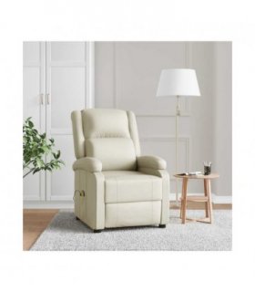 vidaXL Massage Chair Cream White Faux Leather