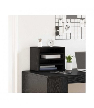 vidaXL Desk Organiser Black Oak 36 x 26 x 29.5 cm Engineered Wood