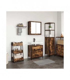 vidaXL 2 Piece Bathroom Furniture Set Smoked Oak Engineered Wood — V0672219351