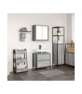 vidaXL 2 Piece Bathroom Furniture Set Grey Sonoma Engineered Wood — V0672219352