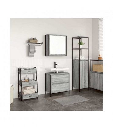 vidaXL 2 Piece Bathroom Furniture Set Grey Sonoma Engineered Wood — V0672219352
