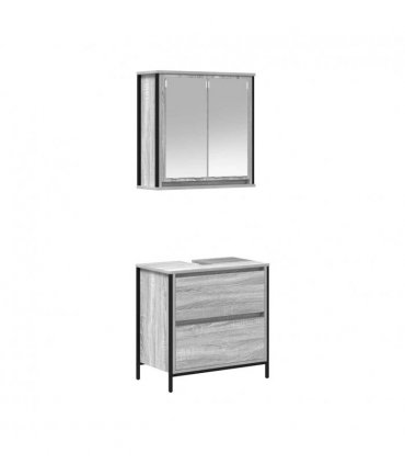 vidaXL 2 Piece Bathroom Furniture Set Grey Sonoma Engineered Wood — V0672219352