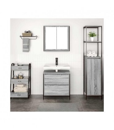 vidaXL 2 Piece Bathroom Furniture Set Grey Sonoma Engineered Wood — V0672219352