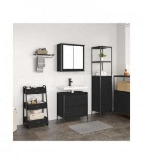vidaXL 2 Piece Bathroom Furniture Set Black Oak Engineered Wood — V0672219353