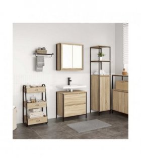 vidaXL 2 Piece Bathroom Furniture Set Sonoma Oak Engineered Wood — V0672219354