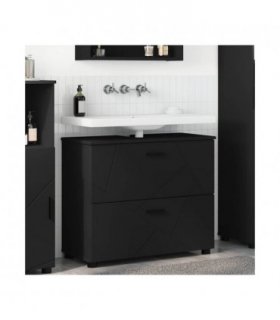 vidaXL Bathroom Cabinet with Drawer with Door Black 76.5 x 35 x 64 cm