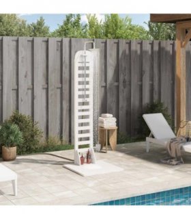 vidaXL Outdoor Shower 223 cm Solid Pine Wood and Stainless Steel White — Colour: White pine