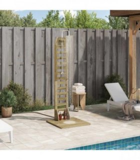 vidaXL Outdoor Shower 223 cm Impregnated Pine Wood and Stainless Steel — Colour: Natural impregnated