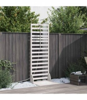 vidaXL Outdoor Shower 225 cm Solid Pine Wood and Stainless Steel White — Colour: White pine