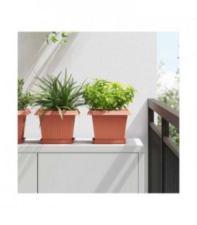vidaXL Plant Pots 24 pcs Brick Red 23 x 23 x 17.5 cm Plastic