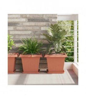 vidaXL Plant Pots 24 pcs Brick Red 33 x 33 x 26 cm Plastic