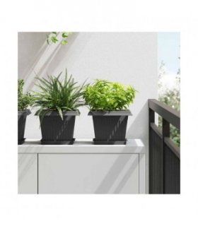 vidaXL Plant Pots 24 pcs Black 23 x 23 x 17.5 cm Plastic