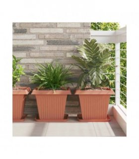 vidaXL Plant Pots 24 pcs Brick Red 38 x 38 x 30 cm Plastic
