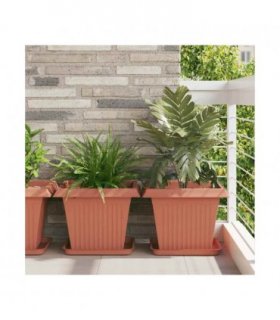 vidaXL Plant Pots 24 pcs Brick Red 43 x 43 x 33.5 cm Plastic