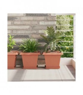 vidaXL Plant Pots 6 pcs Brick Red 28.5 x 28.5 x 22 cm Plastic