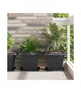 vidaXL Plant Pots 24 pcs Black 38 x 38 x 30 cm Plastic