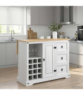 VidaXL Kitchen Storage White and Honey Wax 112 x 70 x 91.5 cm