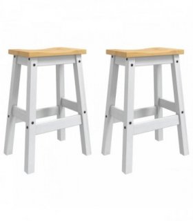 VidaXL Bar Stool 2 pcs White and Honey Wax 44 x 30 x 63 cm Solid-Pine