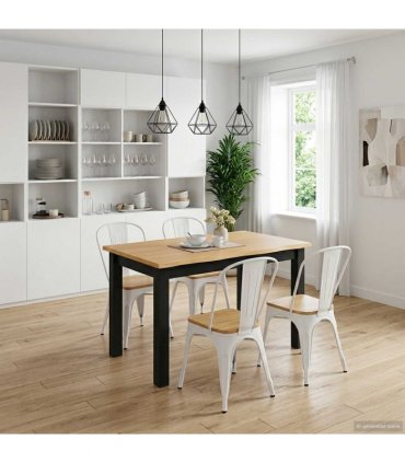 VidaXL Dining Table EKAI Black 112 x 70 x 76.5 cm Solid Pine Wood