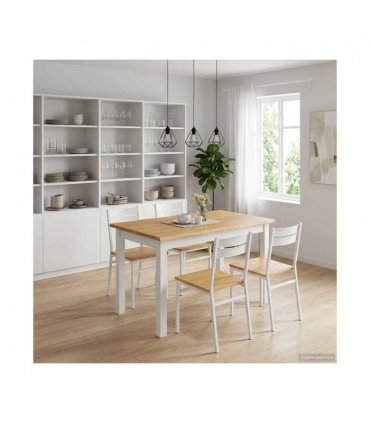 VidaXL Dining Table EKAI White 112 x 70 x 76.5 cm Solid Pine Wood