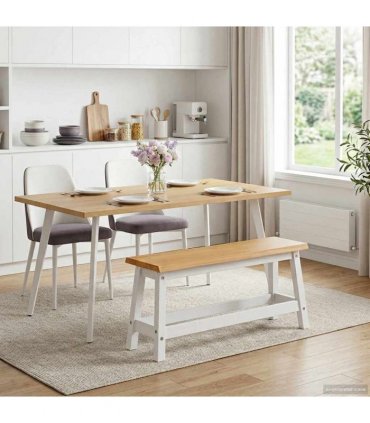 VidaXL Dining Bench EKAI White 91.5 x 29 x 45.5 cm Solid Pine Wood