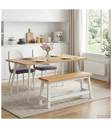 VidaXL Dining Bench EKAI White 91.5 x 29 x 45.5 cm Solid Pine Wood