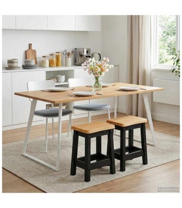VidaXL Bar Stool EKAI 2 pcs Black 40 x 29 x 45.5 cm Solid Pine Wood