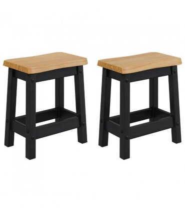 VidaXL Bar Stool EKAI 2 pcs Black 40 x 29 x 45.5 cm Solid Pine Wood