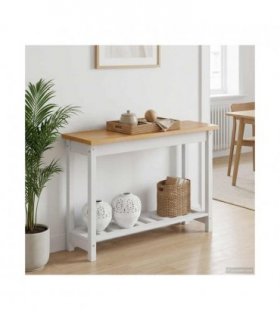 VidaXL Console Table EKAI White 112 x 35 x 76 cm Solid Pine Wood